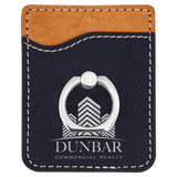 Black/Silver Laserable Leatherette Phone Wallet with Silver Phone Wallet with Silver Ring