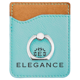 Teal Laserable Leatherette Phone Wallet with Silver Phone Wallet with Silver Ring