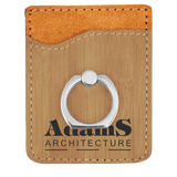 Bamboo Laserable Leatherette Phone Wallet with Silver Phone Wallet with Silver Ring