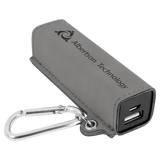 Gray Laserable Leatherette 2200 mAh Power Bank with USB Cord