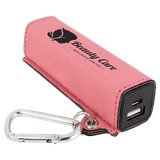 Pink Laserable Leatherette 2200 mAh Power Bank with USB Cord