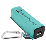 Teal Laserable Leatherette 2200 mAh Power Bank with USB Cord
