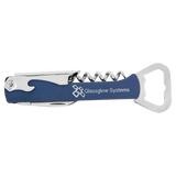 Blue/Silver Laserable Leatherette Wine Bottle Opener