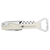 White Laserable Leatherette Wine Bottle Opener