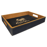 Black/Gold 16" x 12" Laserable Leatherette Serving Tray