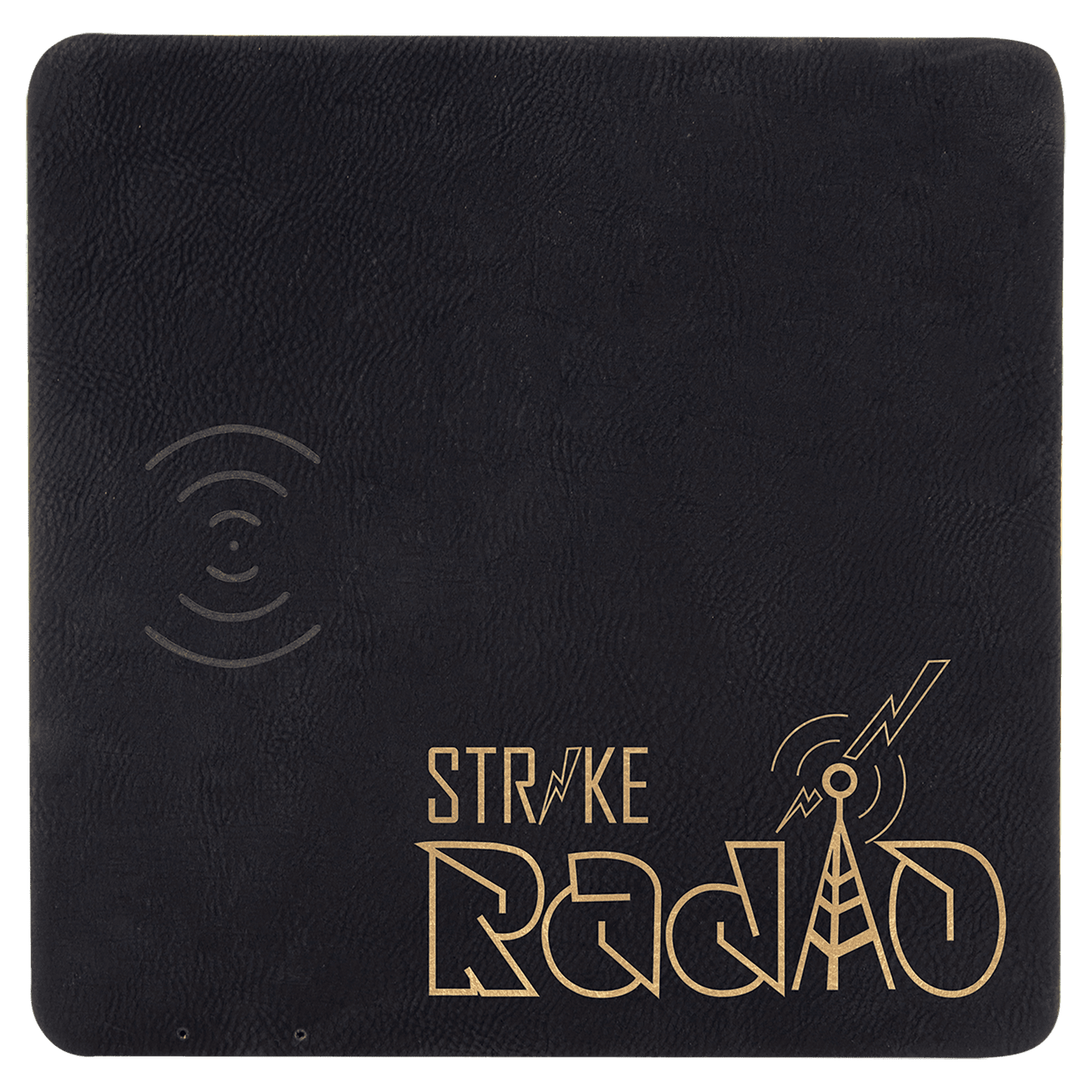Black/Gold 8" x 8" Laserable Leatherette Phone Charging Mat