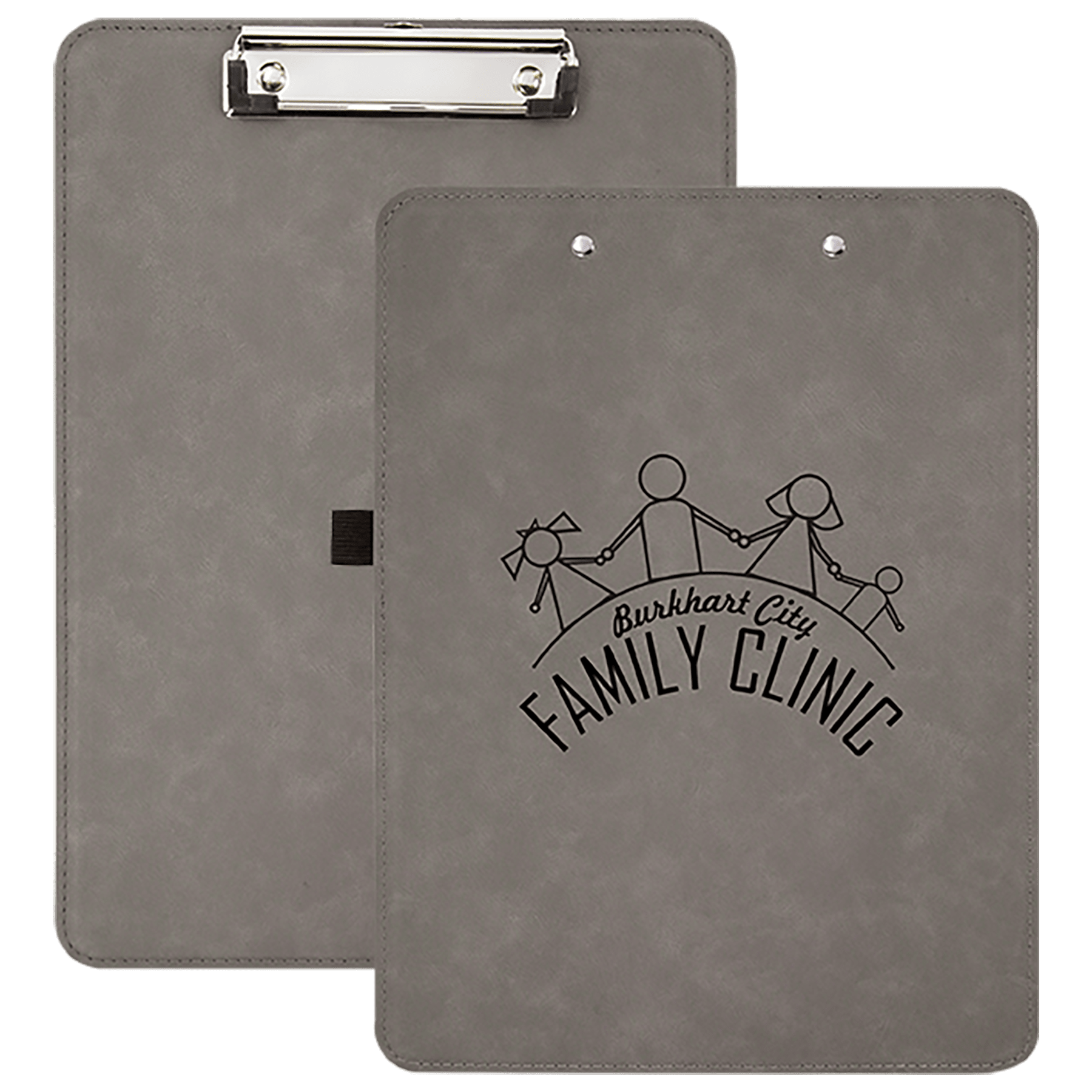 Gray 9" x 12 1/2" Laserable Leatherette Clipboard