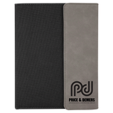 Gray Laserable Leatherette / Black 7" x 9" Canvas Portfolio with Notepad