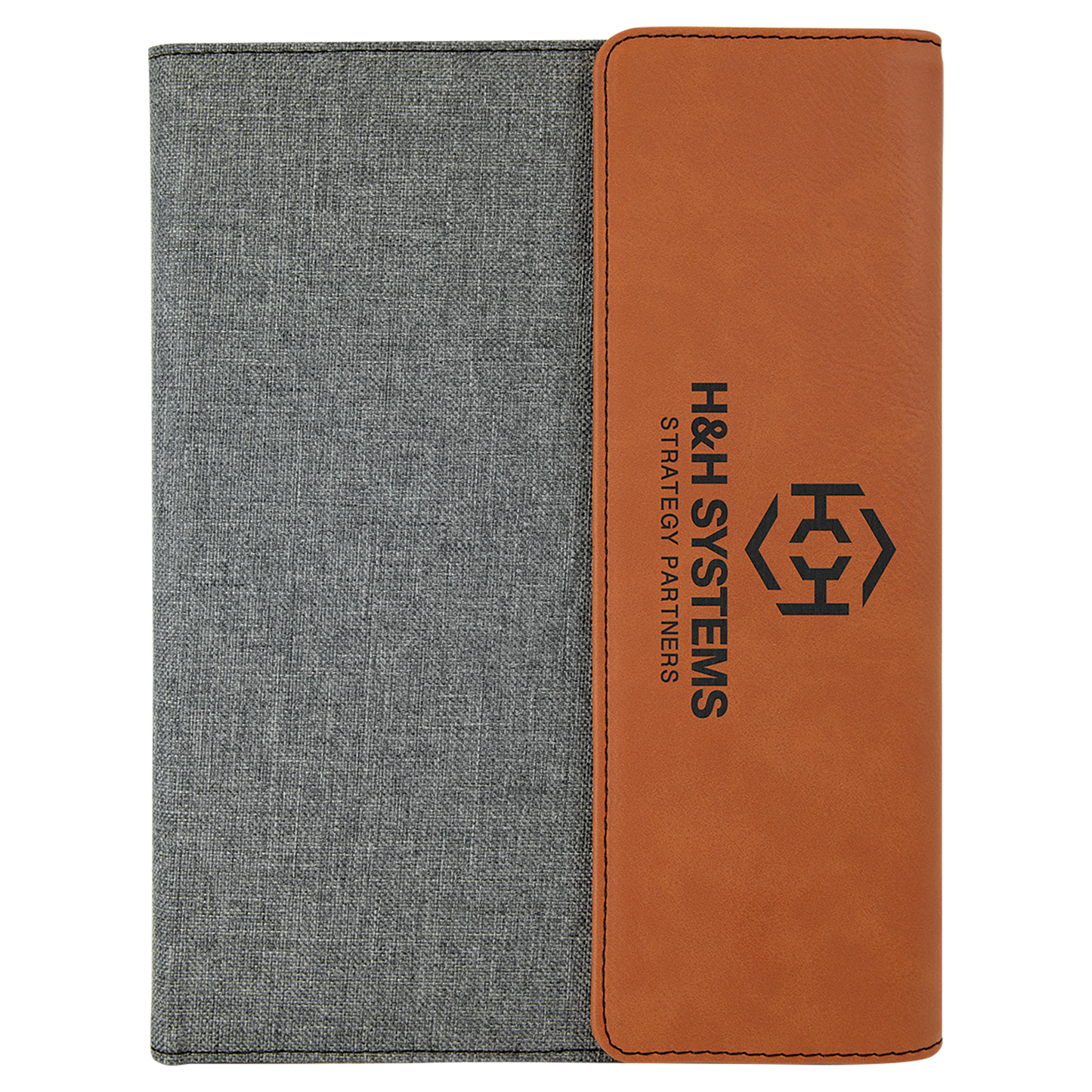 Rawhide Laserable Leatherette / Gray 7" x 9" Canvas Portfolio with Notepad