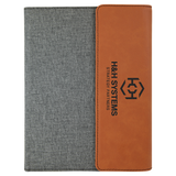 Rawhide Laserable Leatherette / Gray 7" x 9" Canvas Portfolio with Notepad