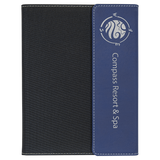Blue/Silver Laserable Leatherette / Black 7" x 9" Canvas Portfolio with Notepad