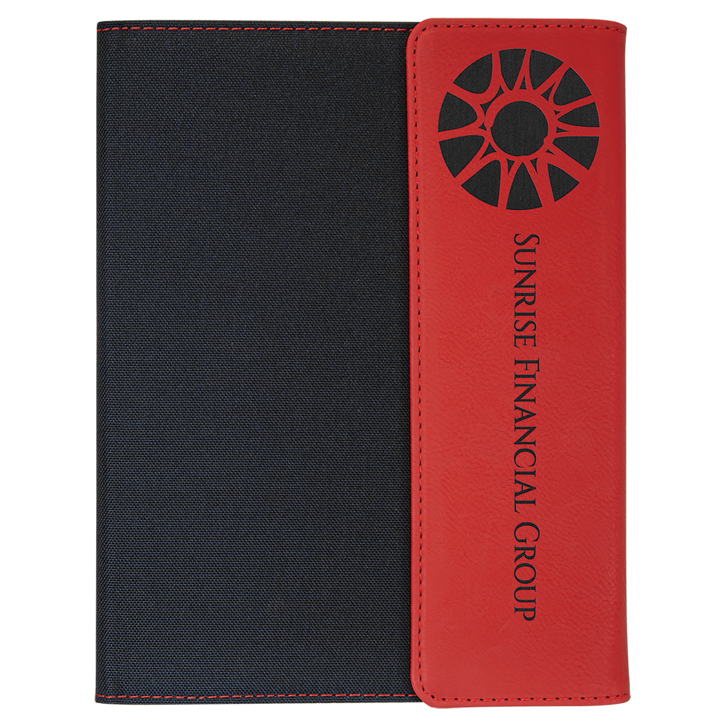 Red Laserable Leatherette / Black 7" x 9" Canvas Portfolio with Notepad