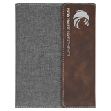 Rustic/Silver Leatherette / Gray 7" x 9" Canvas Portfolio with Notepad