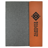 Rawhide Laserable Leatherette / Gray 9 1/2" x 12" Canvas Portfolio with Notepad