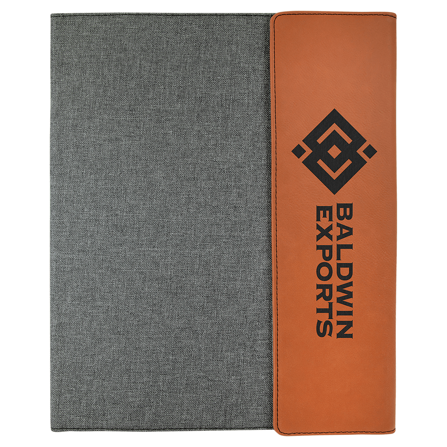 Rawhide Laserable Leatherette / Gray 9 1/2" x 12" Laserable Leatherette / Canvas Portfolio with Notepad