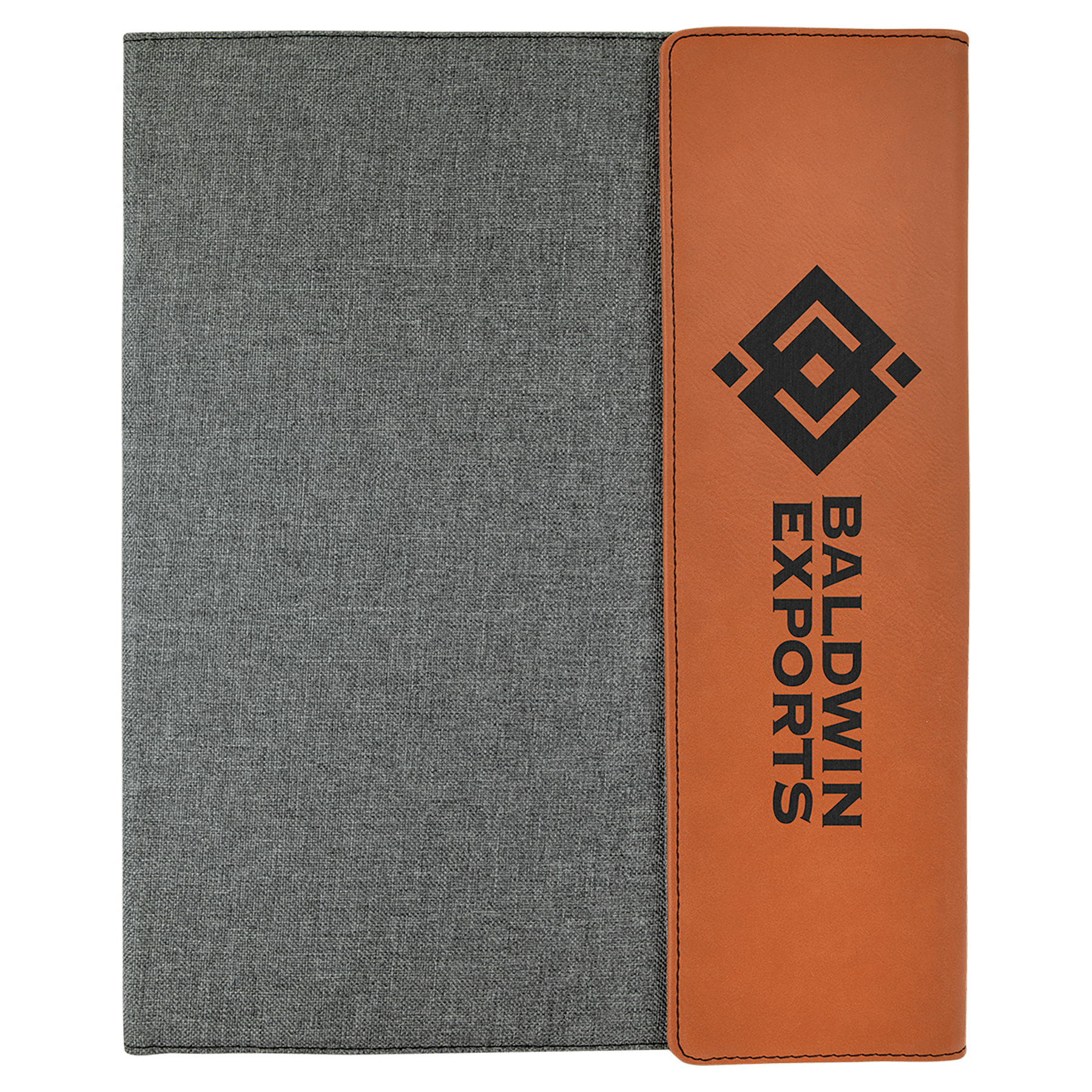 Rawhide Laserable Leatherette / Gray 9 1/2" x 12" Laserable Leatherette / Canvas Portfolio with Notepad