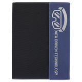 Blue/Silver Laserable Leatherette / Black 9 1/2"x12" Canvas Portfolio w/Notepad
