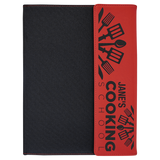 Red Laserable Leatherette / Black 9 1/2" x 12" Canvas Portfolio with Notepad