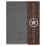 Rustic/Silver Laserable Leatherette/Gray 9 1/2"x12" Canvas Portfolio w/Notepad