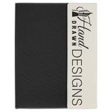 White Laserable Leatherette / Black 9 1/2" x 12" Canvas Portfolio with Note Pad