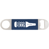 Navy Blue/White 1 1/2" x 7" Bottle Opener with Silicone Grip