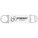 White/Black 1 1/2" x 7" Bottle Opener with Silicone Grip