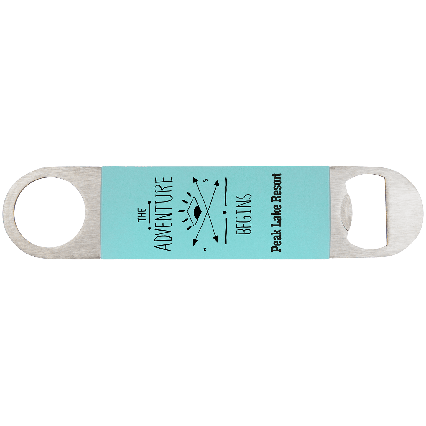 Teal/Black 1 1/2" x 7" Bottle Opener with Silicone Grip