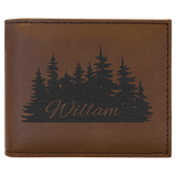 Dark Brown Laserable Leatherette Bi-Fold Wallet w/Flip ID Display