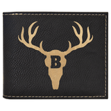 Black/Gold Laserable Leatherette Bi-Fold Wallet w/Flip ID Display