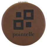 Dark Brown 2 1/2" Laserable Leatherette Compact Mirror
