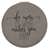 Gray 2 1/2" Laserable Leatherette Compact Mirror