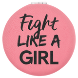 Pink 2 1/2" Laserable Leatherette Compact Mirror