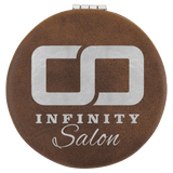 Rustic/Silver 2 1/2" Laserable Leatherette Compact Mirror