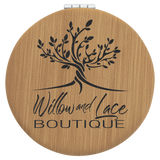 Bamboo 2 1/2" Laserable Leatherette Compact Mirror