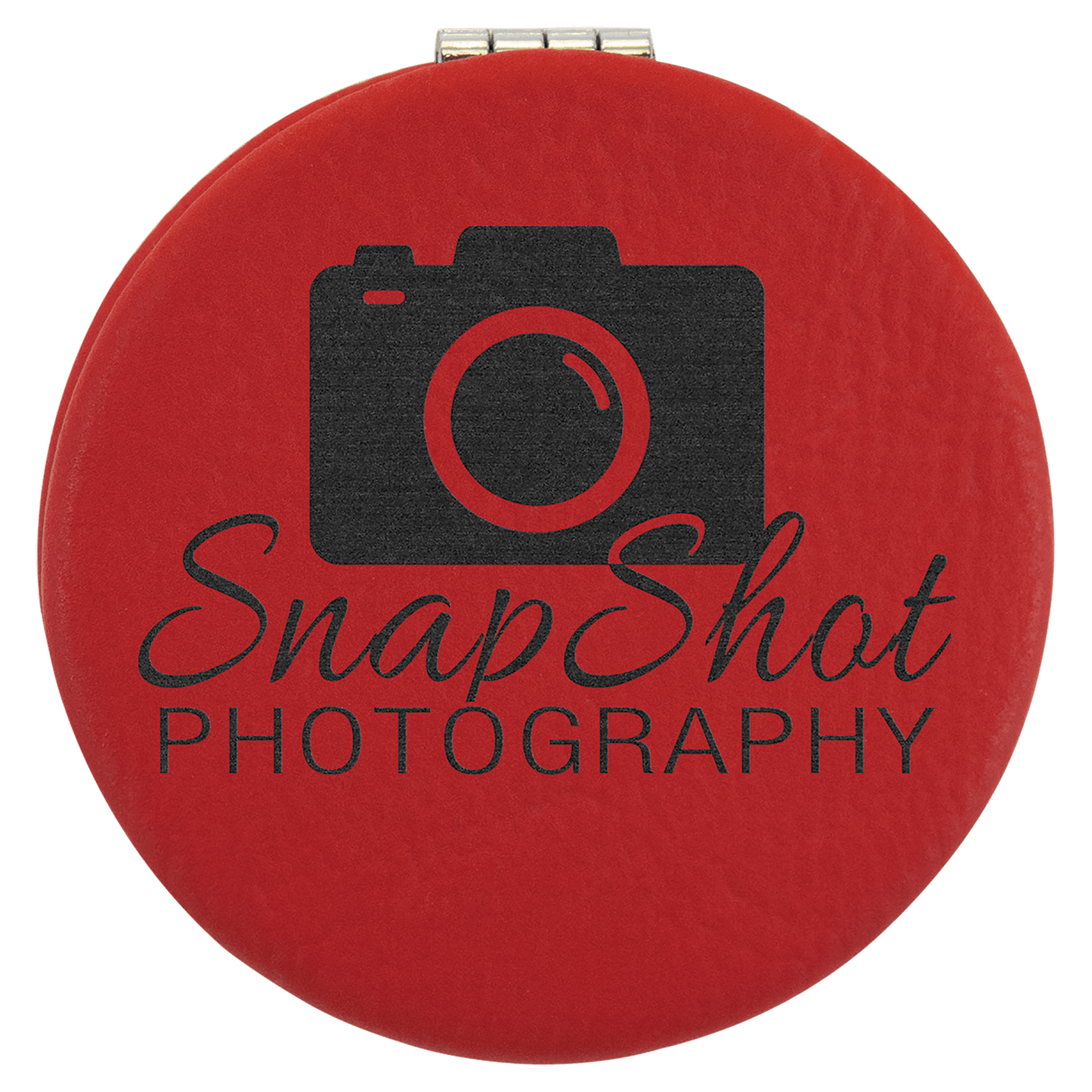 Red 2 1/2" Laserable Leatherette Compact Mirror