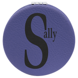 Purple 2 1/2" Laserable Leatherette Compact Mirror
