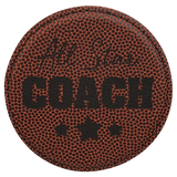 Football 4" Round Laserable Leatherette Coaster