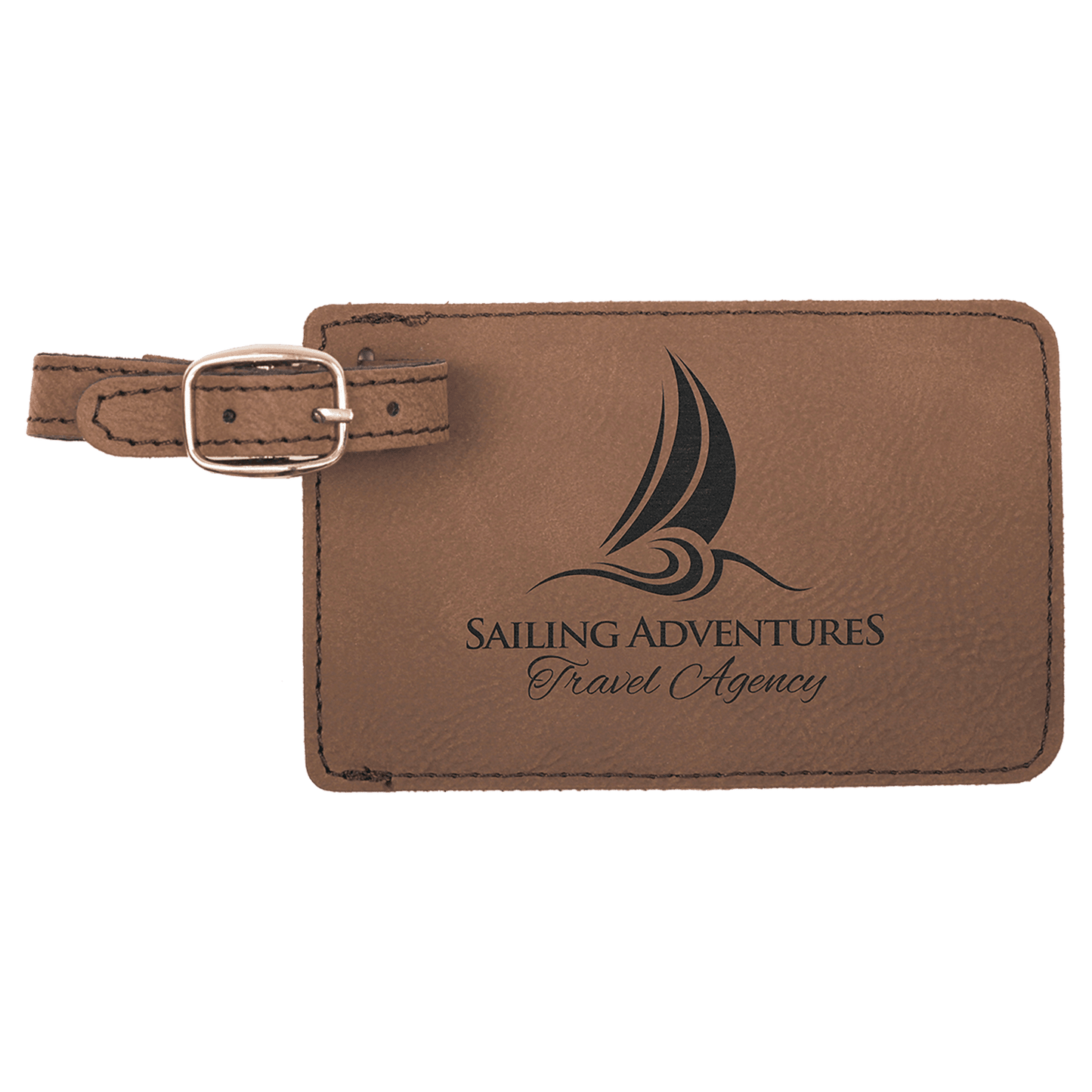 Dark Brown 4 1/4" x 2 3/4" Laserable Leatherette Luggage Tag