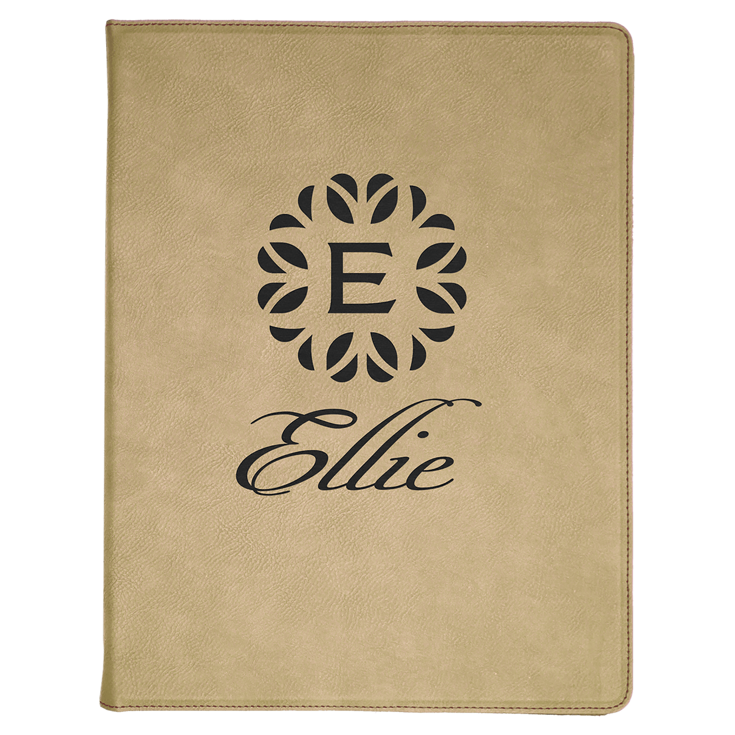 Light Brown 9 1/2" x 12" Laserable Leatherette Portfolio with Notepad