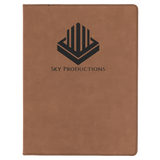Dark Brown 9 1/2" x 12" Laserable Leatherette Portfolio with Notepad