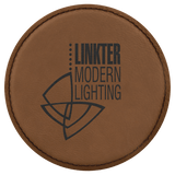 Dark Brown 4" Round Laserable Leatherette Coaster