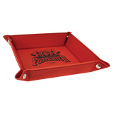 Red Laserable Leatherette Snap Up Tray with Silver 6" x 6" Snaps