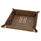 Rustic/Gold Laserable Leatherette Snap Up Tray with Gold 6" x 6" Snaps