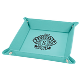 Teal Laserable Leatherette Snap Up Tray with Silver 6" x 6" Snaps