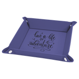Purple Laserable Leatherette Snap Up Tray with Silver 6" x 6" Snaps