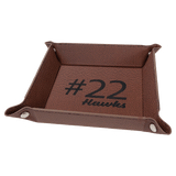 Football Laserable Leatherette Snap Up Tray with Silver 6" x 6" Snaps