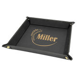 Black/Gold Laserable Leatherette Snap Up Tray with Gold 9" x 9" Snaps