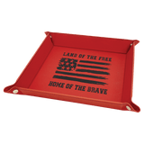 Red Laserable Leatherette Snap Up Tray with Silver 9" x 9" Snaps