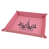 Pink Laserable Leatherette Snap Up Tray with Silver 9" x 9" Snaps