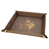 Rustic/Gold Laserable Leatherette Snap Up Tray with Gold 9" x 9" Snaps